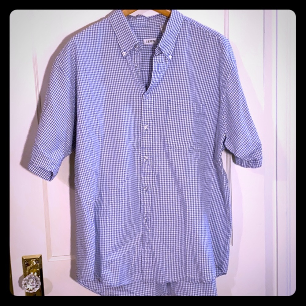 Izod Seersucker Button Down Short Sleeve XL